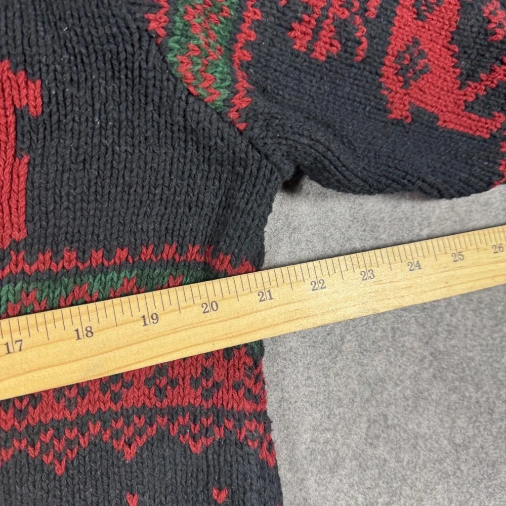 Vintage Polo Ralph Lauren Sweater Mens M Black Reindeer Intarsia Cotton Holiday